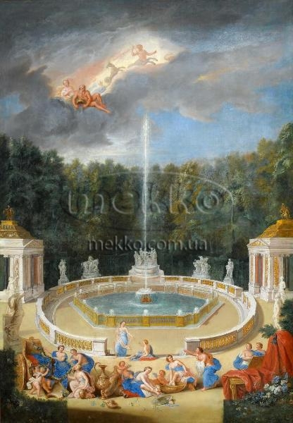 Грецькі боги, які купаються у фонтані в садау Версаля, Жан Котель. Жанр: жанрові сцени
