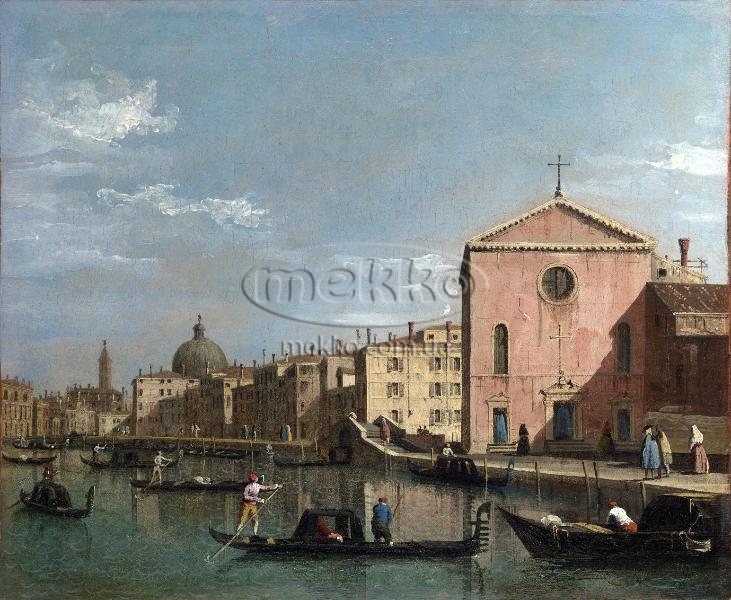 Купити картину на полотні The Grand Canal facing Santa Croce, Студія Антоніо Каналетто