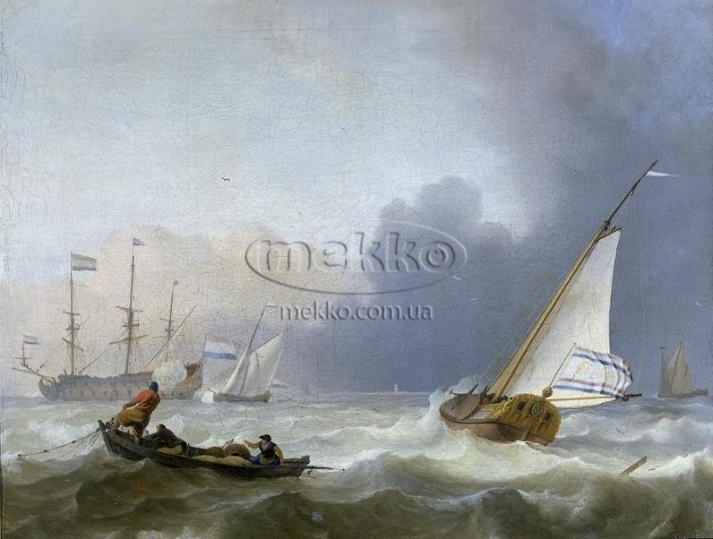 Бурхливе море з голландською яхтою під вітрилами, Любов Баскхусен